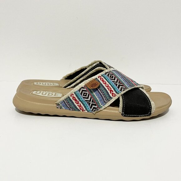 Hey Dude Womens Christi Slide Festival Sandals Size 7 Blue Multi Indie Bohemian - Picture 1 of 13